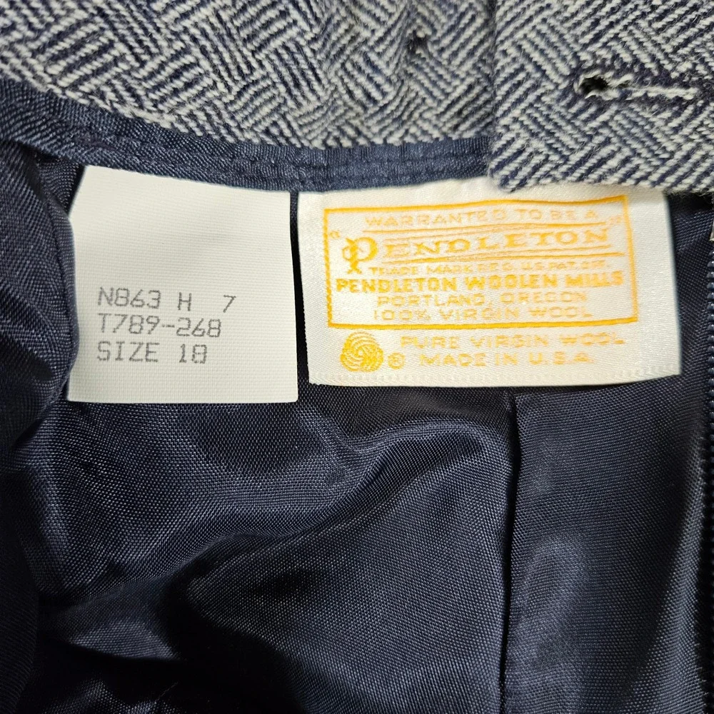 Pendleton Vintage 18 Pants Blue Wool Basketweave Pleated Trousers